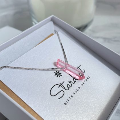 Pink crystal necklace gift for woman