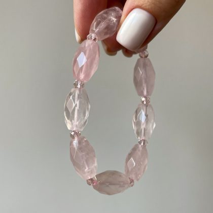 Faced rose quartz bracelet for her