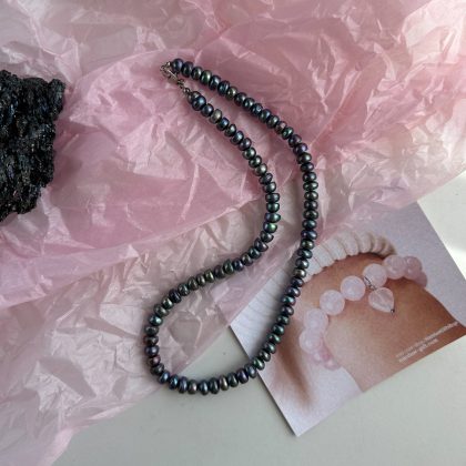 Black pearl necklace Stardust gift