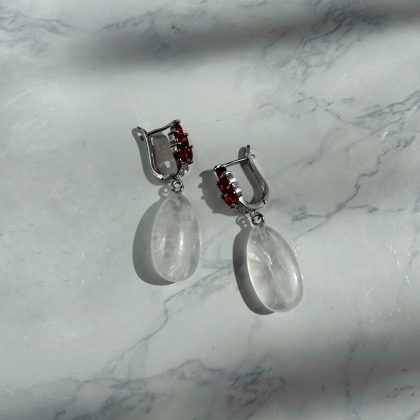 Clear Quartz drop earrings handmade gift