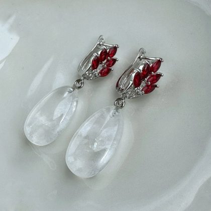 Natural Clear Quartz drop earrings Bridal jewelry