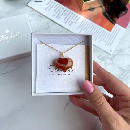 Orange Agate heart necklace gift